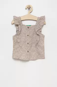 United Colors of Benetton bluza din in culoarea bej, modelator imagine