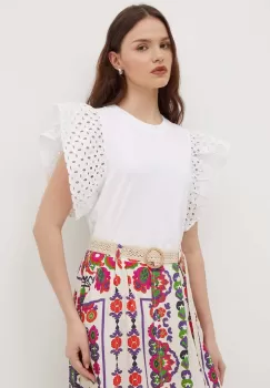 United Colors of Benetton bluza femei, culoarea alb, neted imagine
