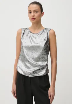 United Colors of Benetton bluza femei, culoarea argintiu, neted, 54I7DQ09X imagine