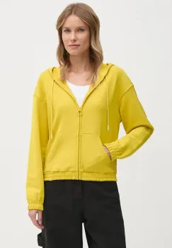 United Colors of Benetton bluza femei, culoarea galben, cu gluga, neted, 31NB3M06U imagine