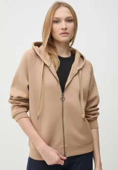 United Colors of Benetton bluza femei, culoarea verde, cu gluga, neted, 3PKLD500N imagine