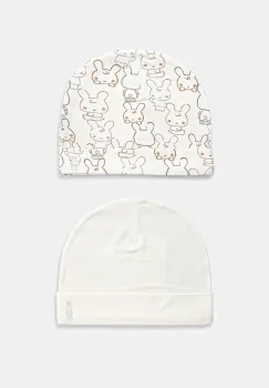 United Colors of Benetton caciula copii 2-pack culoarea bej, 3DKAAA001 imagine