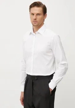 United Colors of Benetton camasa barbati, culoarea alb, cu guler clasic, slim, 5X3LUQ049 imagine