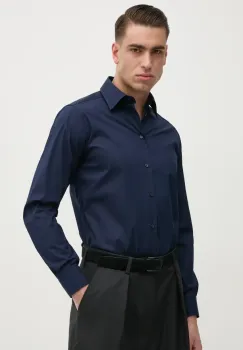United Colors of Benetton camasa barbati, culoarea albastru marin, cu guler clasic, slim, 5X3LUQ049 imagine
