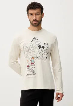 United Colors of Benetton camasa cu maneca lunga din bumbac culoarea bej, cu imprimeu, 3VR54M025 imagine