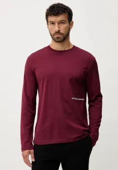 United Colors of Benetton camasa cu maneca lunga din bumbac culoarea bordo, cu imprimeu, 30964M021 imagine