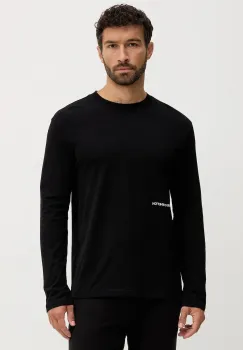 United Colors of Benetton camasa cu maneca lunga din bumbac culoarea negru, cu imprimeu, 30964M021 imagine