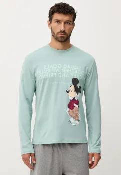 United Colors of Benetton camasa cu maneca lunga din bumbac culoarea verde, cu imprimeu, 3VR54M025 imagine