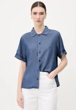 United Colors of Benetton camasa culoarea bleumarin, cu guler clasic, relaxed, 5KHNDQ0BW imagine