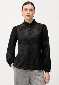 United Colors of Benetton camasa culoarea negru, cu guler stand-up, regular, 52WNDQ0CQ imagine