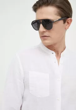 United Colors of Benetton camasa de in culoarea alb, cu guler stand-up, regular imagine