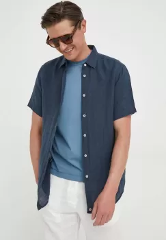 United Colors of Benetton camasa de in culoarea albastru marin, cu guler clasic, regular imagine