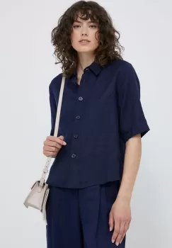 United Colors of Benetton camasa de in culoarea albastru marin, cu guler clasic, relaxed imagine