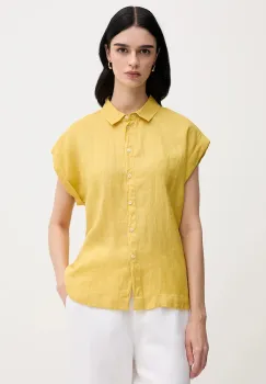 United Colors of Benetton camasa de in culoarea bej, cu guler clasic, regular imagine