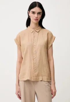 United Colors of Benetton camasa de in culoarea bej, cu guler clasic, regular imagine