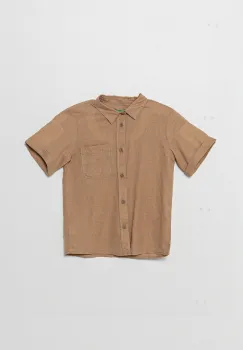 United Colors of Benetton camasa de in pentru copii culoarea maro, 5IPVGQ02H imagine