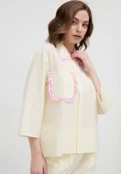 United Colors of Benetton camasa de pijama din bumbac culoarea galben, bumbac imagine