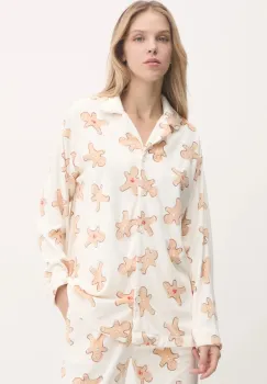 United Colors of Benetton camasa de pijama femei, culoarea bej, 34WW3M06M imagine