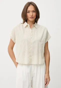 United Colors of Benetton camasa din amestec de in culoarea bej, cu guler clasic, relaxed, 58I5DQ08M imagine