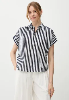 United Colors of Benetton camasa din amestec de in culoarea bleumarin, cu guler clasic, relaxed, 58I5DQ08M imagine