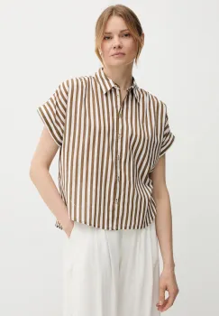 United Colors of Benetton camasa din amestec de in culoarea maro, cu guler clasic, relaxed, 58I5DQ08M imagine
