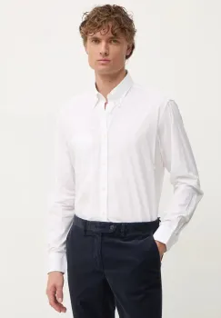 United Colors of Benetton camasa din bumbac barbati, culoarea alb, cu guler button-down, regular, 52MCUQ04B imagine
