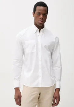 United Colors of Benetton camasa din bumbac barbati, culoarea alb, cu guler button-down, regular, 52MCUQ04B imagine