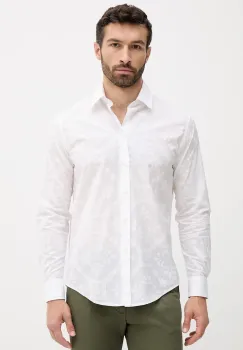 United Colors of Benetton camasa din bumbac culoarea alb, cu guler clasic, regular, 5UBMUQ04A imagine
