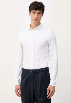United Colors of Benetton camasa din bumbac culoarea alb, cu guler italian, slim, 5X37UQ064 imagine