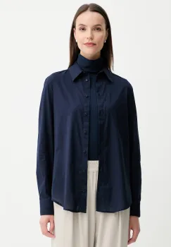 United Colors of Benetton camasa din bumbac culoarea bleumarin, cu guler clasic, regular, 5WPQDQ0AX imagine