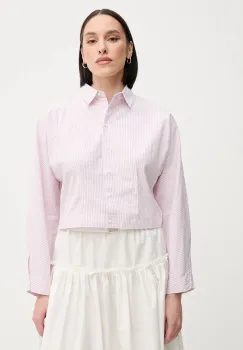 United Colors of Benetton camasa din bumbac culoarea roz, cu guler clasic, relaxed, 59T7DQ0AS imagine