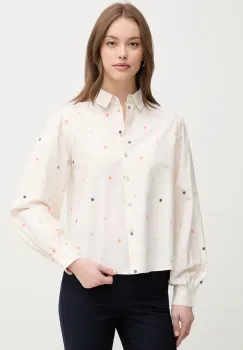 United Colors of Benetton camasa din bumbac femei, culoarea bej, cu guler clasic, regular, 5D51DQ0BF imagine
