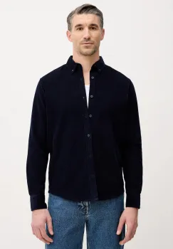 United Colors of Benetton camasa din velur culoarea bleumarin, cu guler button-down, regular, 5T98UQ066 imagine