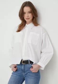 United Colors of Benetton camasa femei, culoarea alb, cu guler clasic, relaxed imagine