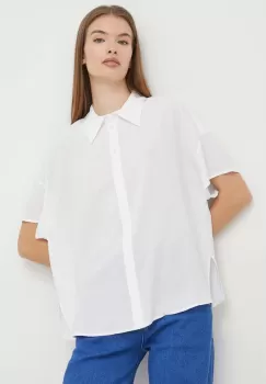 United Colors of Benetton camasa femei, culoarea alb, cu guler clasic, relaxed imagine