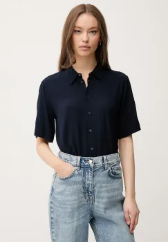 United Colors of Benetton camasa femei, culoarea bleumarin, cu guler clasic, regular, 5WPWDQ0B1 imagine