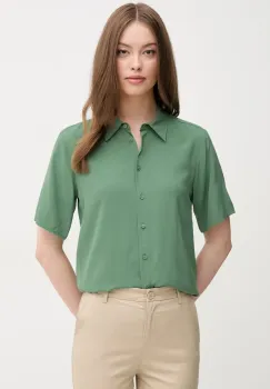 United Colors of Benetton camasa femei, culoarea verde, cu guler clasic, regular, 5WPWDQ0B1 imagine