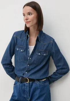 United Colors of Benetton camasa jeans femei, cu guler clasic, regular imagine