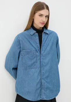 United Colors of Benetton camasa jeans femei, cu guler clasic, regular, 5FV6DQ096 imagine