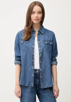 United Colors of Benetton camasa jeans femei, cu guler clasic, regular imagine