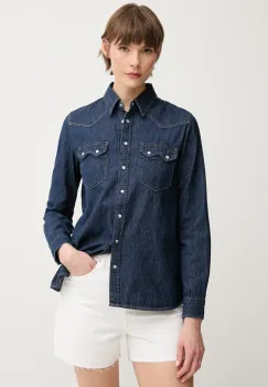 United Colors of Benetton camasa jeans femei, cu guler clasic, regular imagine