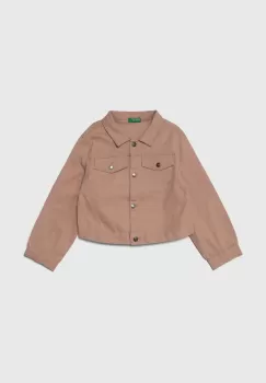 United Colors of Benetton geaca de blugi pentru copii culoarea roz imagine