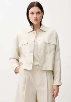 United Colors of Benetton geaca din amestec de in culoarea bej, de tranzitie, oversize, 25BVDN08B imagine