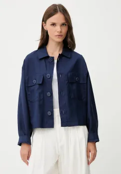 United Colors of Benetton geaca din amestec de in culoarea bleumarin, de tranzitie, oversize, 25BVDN08B imagine