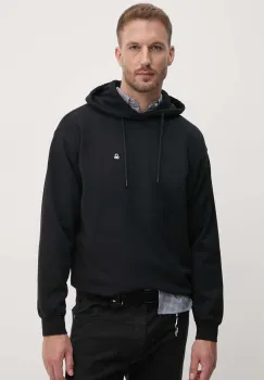United Colors of Benetton hanorac de bumbac barbati, culoarea negru, cu gluga, neted, 342ZU201K imagine