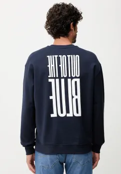 United Colors of Benetton hanorac de bumbac culoarea bleumarin, cu imprimeu, 3FWYU10AZ imagine