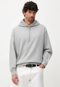 United Colors of Benetton hanorac de bumbac culoarea negru, cu gluga, uni, 342ZU201K imagine