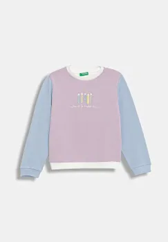 United Colors of Benetton hanorac de bumbac culoarea roz, cu imprimeu, 3J70G10JR imagine