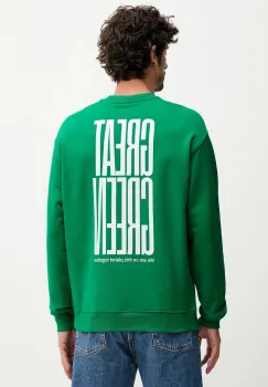 United Colors of Benetton hanorac de bumbac culoarea verde, cu imprimeu, 3FWYU10AZ imagine