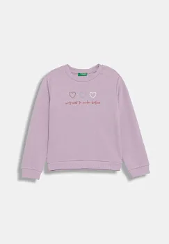 United Colors of Benetton hanorac de bumbac culoarea violet, cu imprimeu, 3J70G10JR imagine